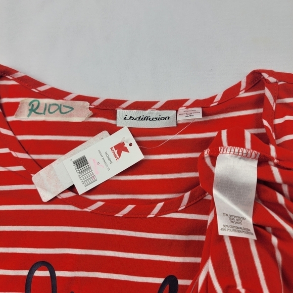 NWT I.B.Diffusion Jingle Belle holiday Christmas long sleeve top red white blue - Picture 4 of 4